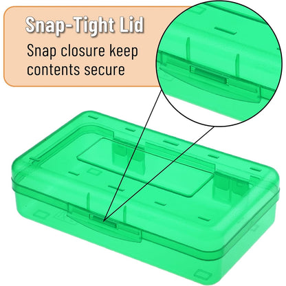 Mr. Pen- Clear Pencil Boxes, 2 Pack, Blue/Green, Snap-Tight Lid, Plastic Pencil Box Organizer