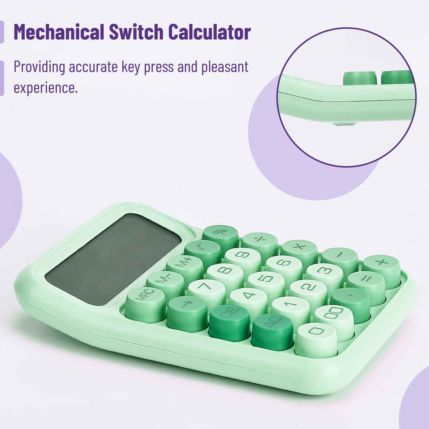 Mechanical Switch Calculator, 12 Digits, Large LCD Display, Pink Calculator Big Buttons, Mechanical Calculator, Calculators Desktop Calculator, Cute Calculator, Aesthetic Calculator Pink