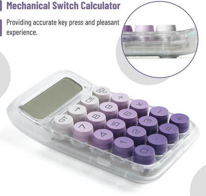 Mr. Pen- Mechanical Switch Calculator, 10 Digits, Purple Calculator, Transparent Body, Large LCD Display