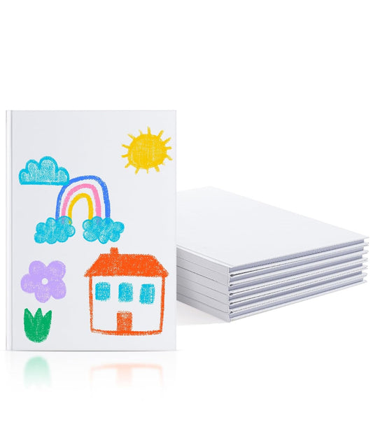 Mr. Pen- Blank Hardcover Books, 7" x 10", 40 Pages, 6 Pack, White, Blank Notebooks for Kids