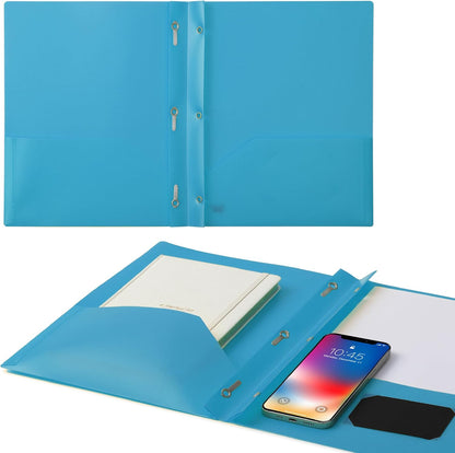Mr. Pen- Plastic Folders with Pockets and Prongs, 24 Pack, Letter Size, Blue