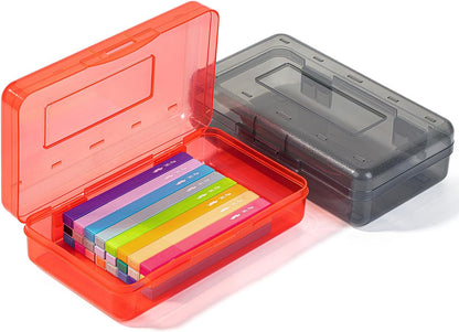 Mr. Pen- Clear Pencil Boxes, 2 Pack, Dark Grey and Red, Snap-Tight Lid, Plastic Pencil Box Organizer