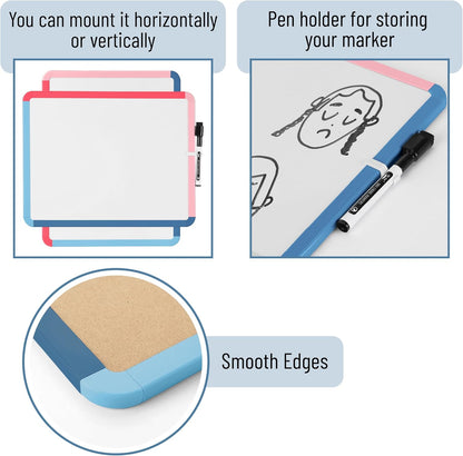 Dry Erase Board, 14" x 11", Colorful Frame, Marker Included
