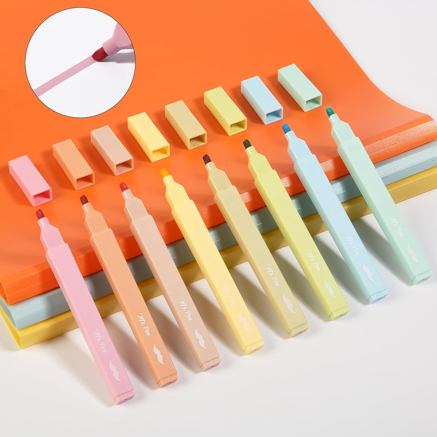 Aesthetic Highlighters, 8 pcs, Chisel Tip, Pastel Colors, Cute Highlighters Assorted Colors, Bible Highlighters and Pens No Bleed, No Bleed Highlighters for Bible Pages No Bleed