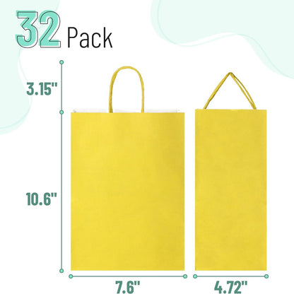 Mr. Pen- Paper Gift Bags with Handles, 32 Pack, 7.6" x 4.7" x 10.6", Colorful