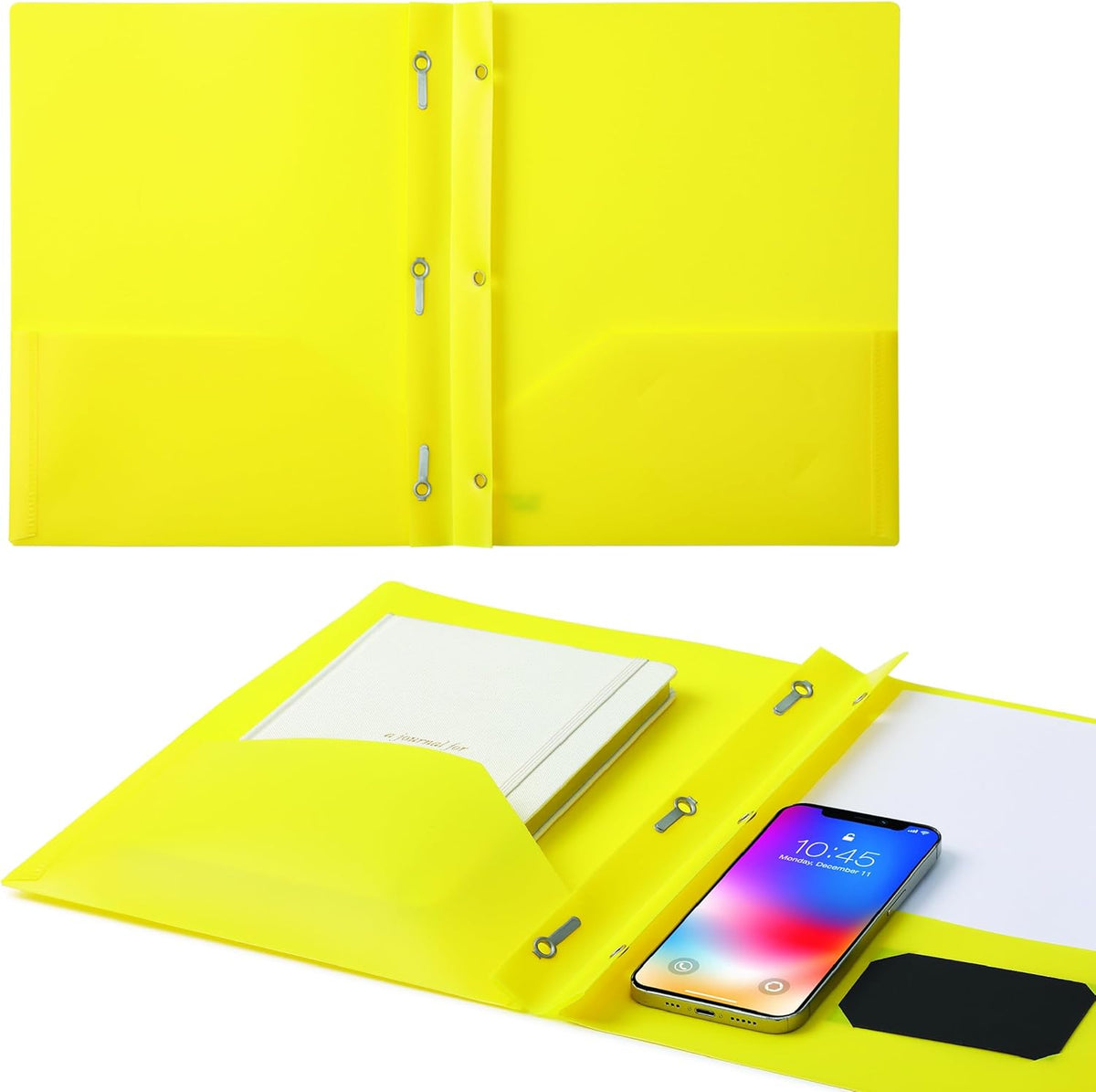 Mr. Pen- Plastic Folders with Pockets and Prongs, 36 Pack, Letter Size, Yellow, Flexible Plastic Folders with Prongs and Card Slot