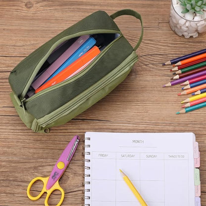 Mr. Pen- High Capacity Pencil Case, Large Pencil Pouch with 3 Compartments and 2 Pockets, Large Pencil Bag with Smooth Zipper, Cute Pencil Case Pouch Organizer, School Supplies for Teens