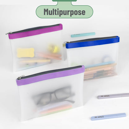 Mr. Pen- Clear Pencil Pouch, 9" x 6.88", 3 Pack, Durable TPU Material, Large Water-Resistant Pencil Bags with Smooth Zipper, Multipurpose Clear Pouch for Stationery, School, Office, Travel Supplies