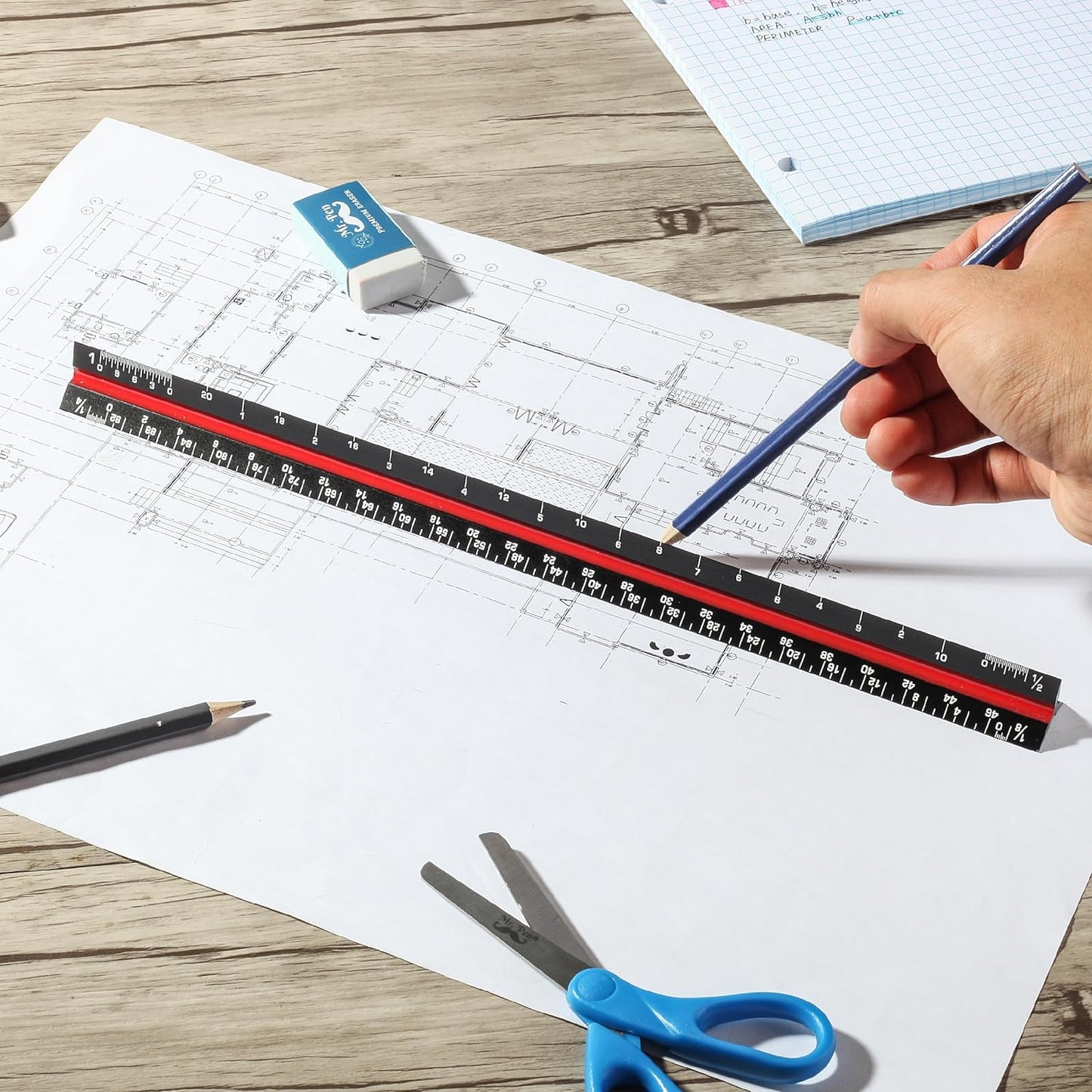 Architectural Scale Ruler, 12 Inch, 2 pcs, Black & White, Scale Ruler Contractor, Scale Ruler for Blueprints, Architect Ruler, Drafting Ruler, Architect Scale, Architectural Ruler