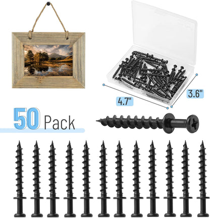 Mr. Pen- Bear Claw Hangers, 50 Pack, Black, 4-in-1 Hanging Screws for D-Rings