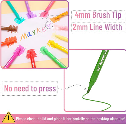 Acrylic Paint Markers 24 Pack, Brush Tip, Water-Based, Colorful