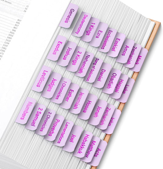 Mr. Pen- Bible Tabs, 75 Tabs, Dusty Lilac, Purple Foil Embossed Lettering, Laminated Bible Tabs for Women and Men