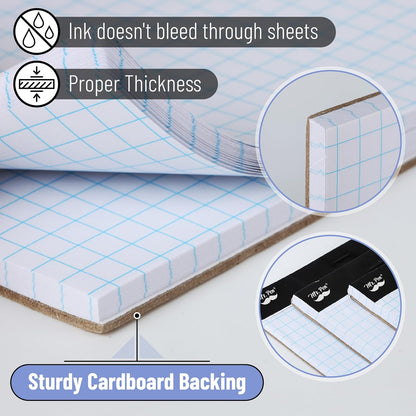 Bulk Graph Paper 8.5x11 Inch, 24 Pack, 30 Sheets Each, 4x4 Grid Paper