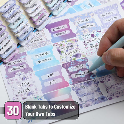 Mr. Pen- Bible Tabs, 120 pcs, Lavender Breeze, Laminated Bible Tabs for Women