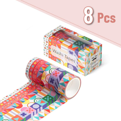 Mr. Pen- Washi Tape Set, 8 Rolls, Geo Labyrinth, Decorative Tape, Washi Tapes, Scrapbook Tape