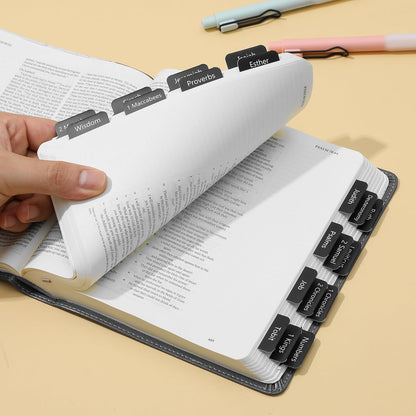 Mr. Pen- Bible Tabs, 75 Tabs, Black, Laminated Bible Tabs for Women and Men, Bible Tabs for Study Bible Index Tabs