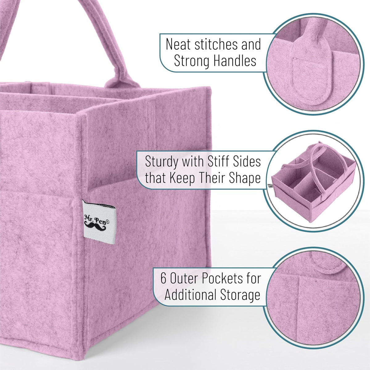 Mr. Pen- Baby Diaper Caddy Organizer, Lavender Dream, Baby Caddy Organizer with Handle, Compact Size, Collapsible & Portable