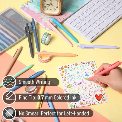 Mr. Pen- Retractable Gel Pens with Case, 12 Pack, Colorful Ink, 12 Refills, Gel Pens Fine Point 0.7mm