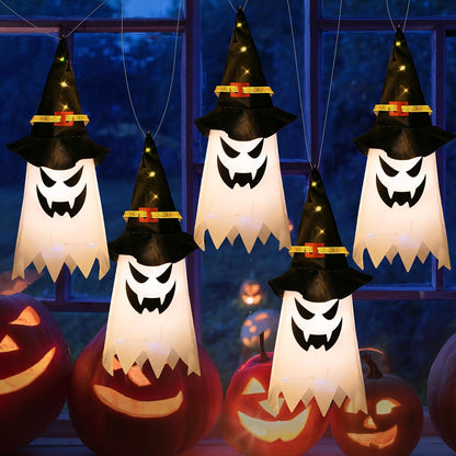 Mr. Pen- Halloween Hanging Lighted Glowing Ghost, 5 pcs, Halloween Ghosts