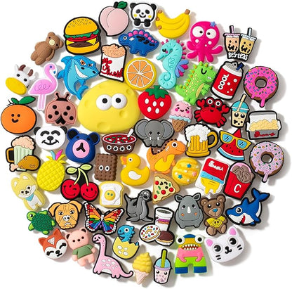 Different Charms, 60 Pack, PVC Random Different Charms, Decorative Charms for Decoration, Charm, Cute Charms, Charms Bulk, Charms Pack, Random Charms, PVC Random Different Shape Charms