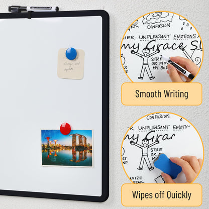 Dry Erase Board, 18” x 24” with a Black Marker, Black Frame, Dry Erase Board for Wall, Magnetic Whiteboard for Wall, Dry Erase Boards, Whiteboards, Magnetic White Board