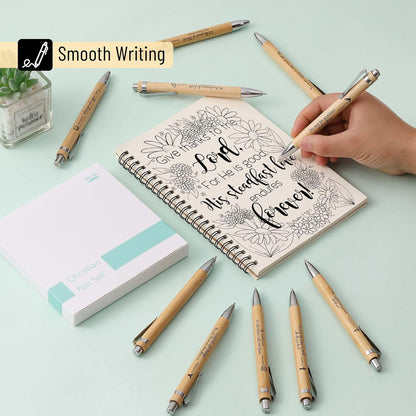 Mr. Pen- Bible Verse Pens, 50 Pack, Retractable Bamboo Pen, Black Ink, Christian Pens for Women Men