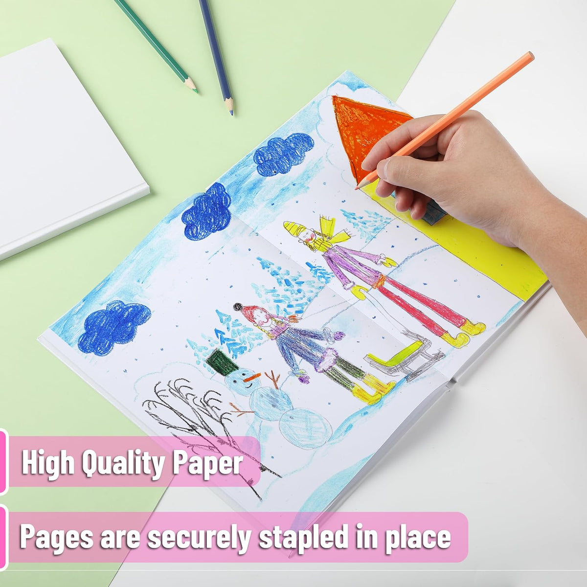 Mr. Pen- Blank Hardcover Books, 7" x 10", 40 Pages, 6 Pack, White, Blank Notebooks for Kids