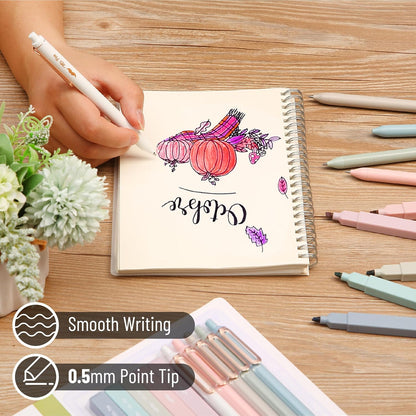 Mr. Pen- Aesthetic Highlighters and Gel Pens, 10 Pack Assorted Colors Bible Highlighters No Bleed Highlighters for Bibles, Morandi Barrels Black Ink Gel Pens, Cute Highlighter Pens, Aesthetic Gel Pens