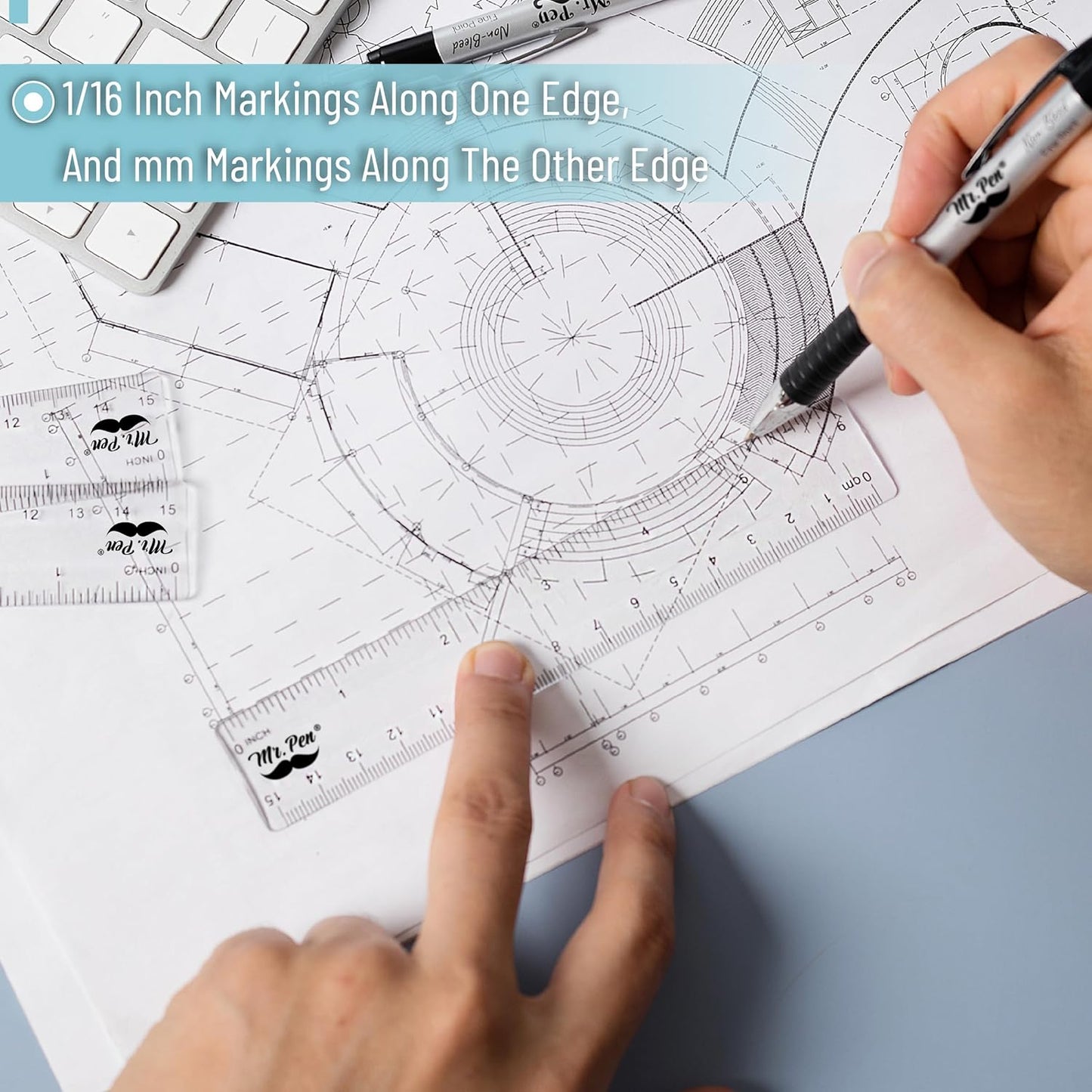 Clear Bulk Plastic Ruler 6 Inch, 24 Pack, Metric & Imperial