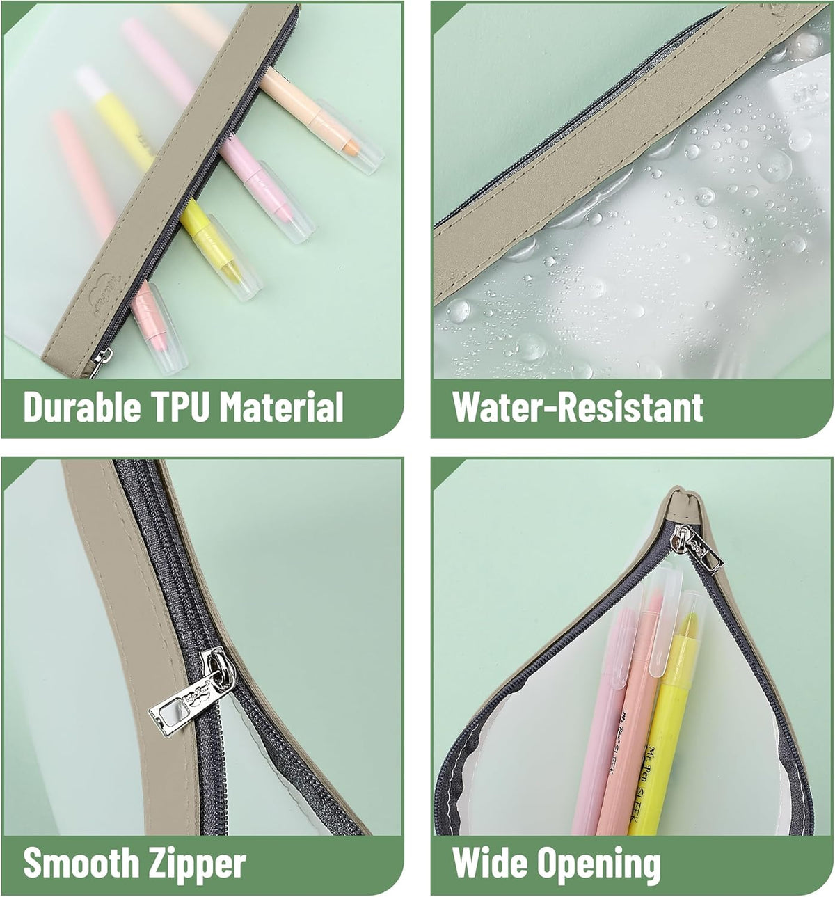Mr. Pen- Clear Pencil Pouch, 6 Pack, Colorful, Pencil Bags, Clear Makeup Pouch