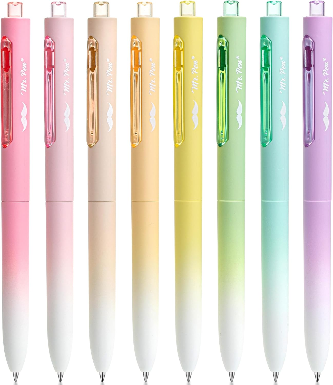 Mr. Pen- Retractable Gel Pens, 8 Pack, Black Ink, Pastel Barrel Gel Pens, Gel Pens Fine Point 0.5mm, Retractable Pens, Cute Pens