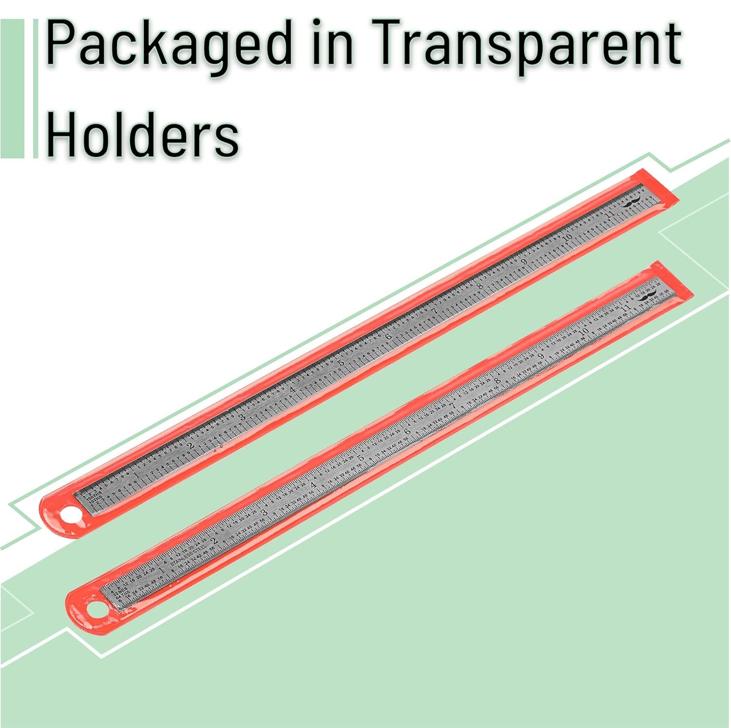 Machinist Ruler 12 Inch, 2 Pack, Stainless Steel, 1/10 1/100 1/32