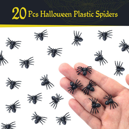 Mr. Pen- Halloween Plastic Spiders, Black, 20 pcs, Small Plastic Spiders Halloween Spiders Small, Fake Spiders Halloween Decorations Spiders, Fake Spider Prank Toy, Spider Decorations, Spider Decor