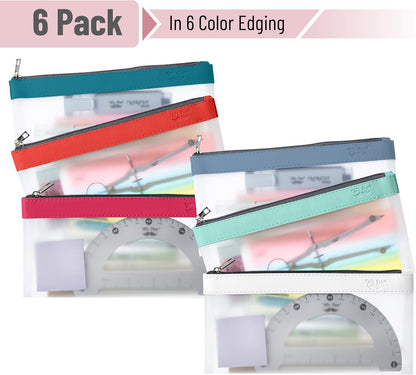 Mr. Pen- Clear Pencil Pouch, 6 Pack, Colorful, Pencil Bags, Clear Makeup Pouch
