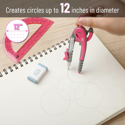 Bulk Compass and Protractor Set, 12 Sets, Colorful, Classroom