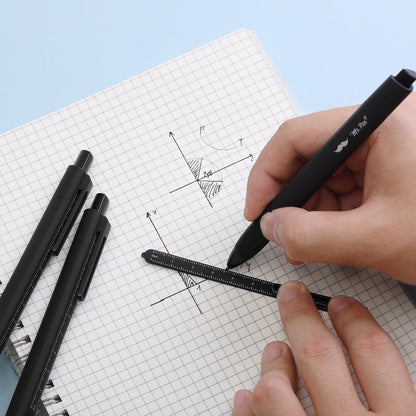 Retractable Gel Pens with Ruler, 5 Pack, Black Ink Gel Pens, Gel Pens Fine Point 0.5mm, Retractable Pens, Gel Ink Pens, Aesthetic Pens for Journaling Fine Tip Pens