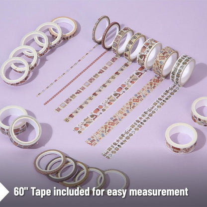 Nostalgic Washi Tape Set, 21 Rolls, Retro Icons, Assorted Widths