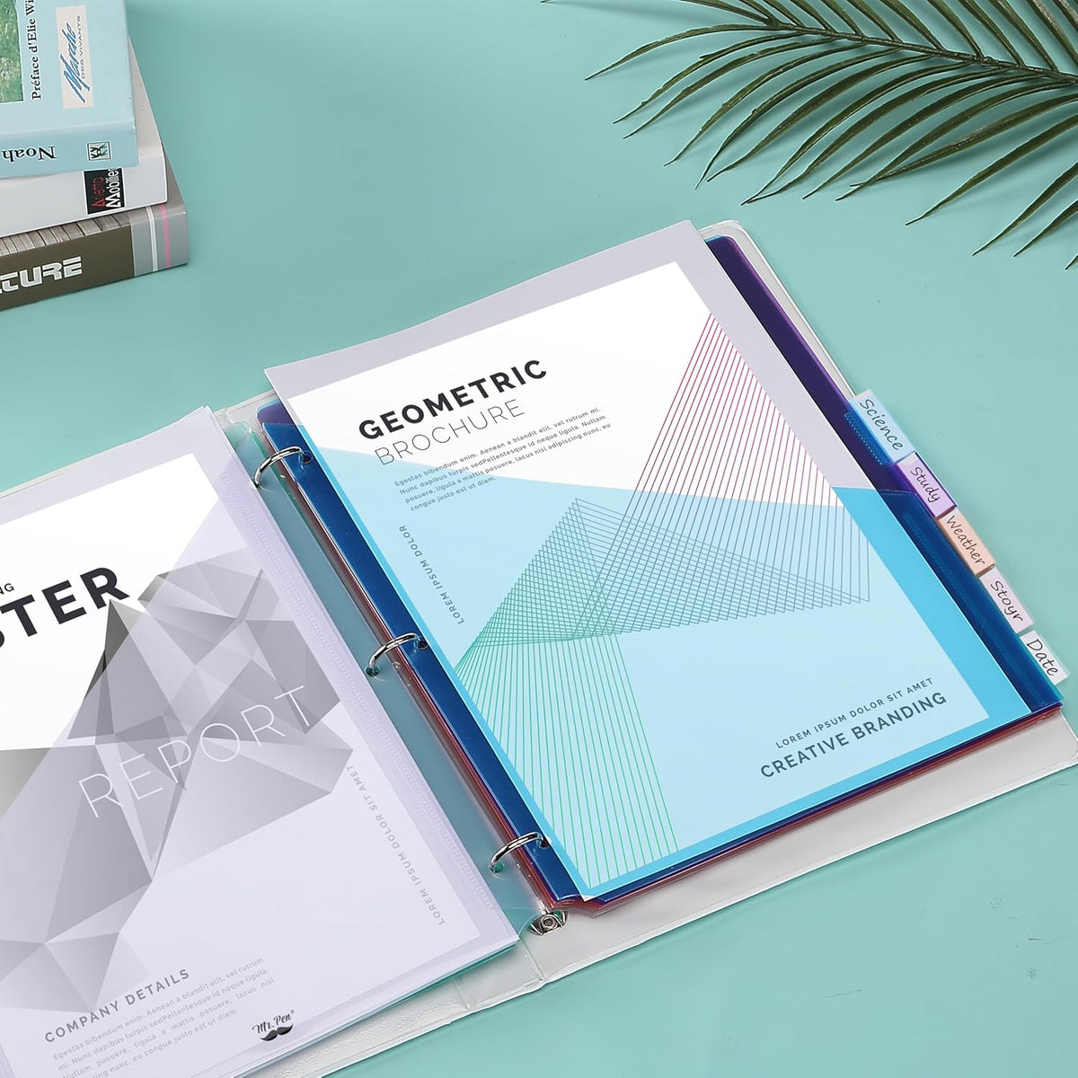 Mr. Pen- Binder Dividers with Pockets and Tabs, 6 Sets, 8 Tabs/Set, Pastel Color