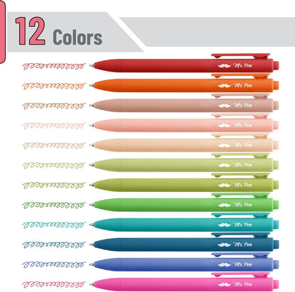 Retractable Gel Pens, 12 Pack, Vintage Colors, Gel Pens Fine Point 0.7mm, Retractable Pens, Cute Pens, Gel Ink Pens, Aesthetic Pens for Journaling, Colorful Pens, Fine Tip Pens