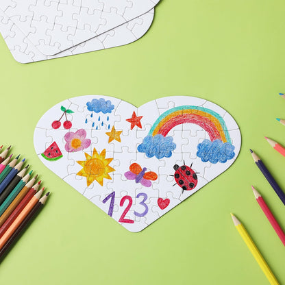 Mr. Pen- Blank Puzzle, 12 Pack, 40 Pieces/Pack, 9.3" x 6.2", Heart Shaped White Puzzle, Blank Puzzles to Draw on, All White Puzzle