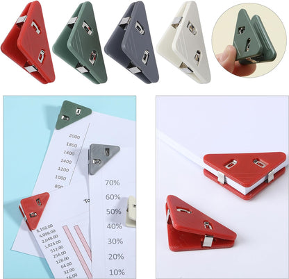 Corner Paper Clips, 20Pack, 4 Colors, Triangular File Corner Clip, Corner Clips for Paper, Triangle Paper Clips, Triangular Transparent File Corner Clip, Triangular Round Edge Document Clips