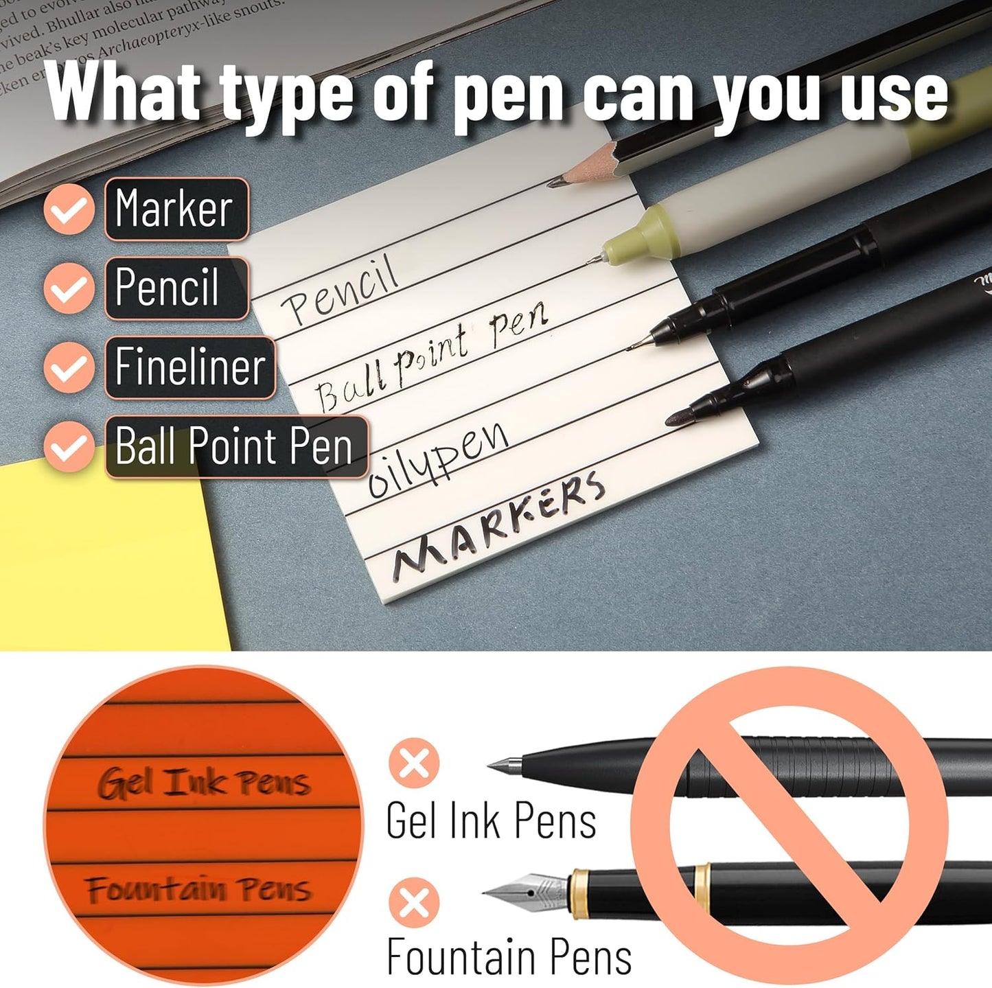 Lined Transparent Sticky Notes 3x3, 10 Pads, 500 Sheets