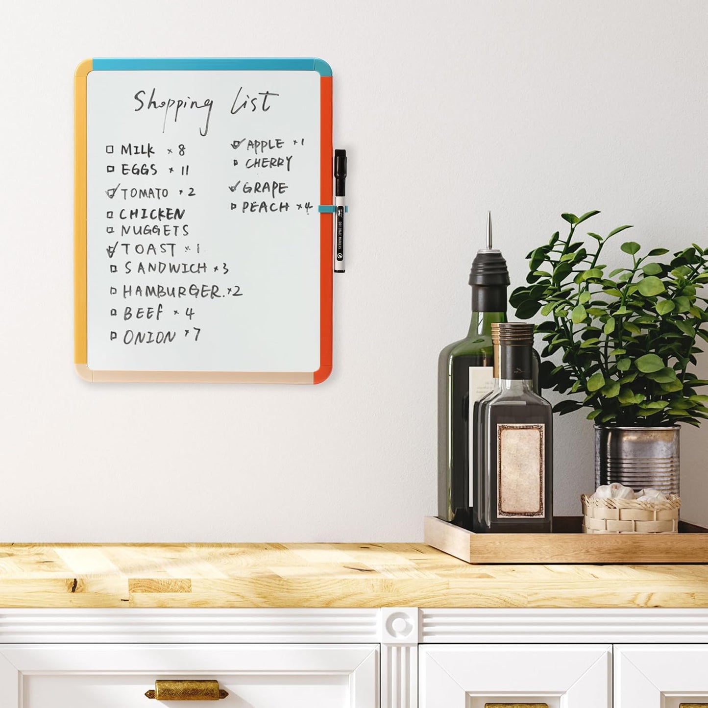 Dry Erase Board, 14” x 11” with a Black Dry Erase Marker, Colorful Frame, Small White Board, White Board for Kids, White Board for Students, Dry Erase Board, Mini White Board