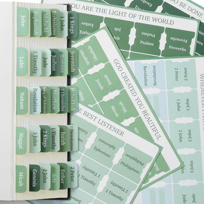 Mr. Pen- Bible Tabs, 75 Tabs, Sage Green, Laminated Bible Tabs for Women and Men