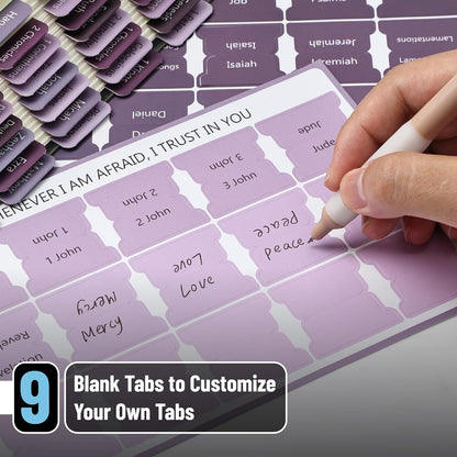 Mr. Pen- Bible Tabs, 75 Tabs, Ethereal Amethyst, Laminated Bible Tabs for Women and Men, Bible Tabs for Study Bible