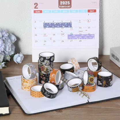 Washi Tape Set, 20 Rolls, Golden Hives Theme, Assorted Widths