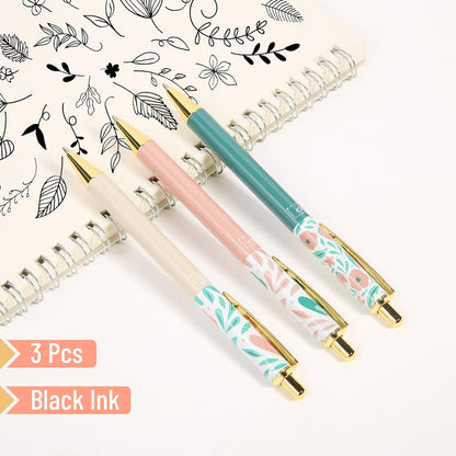 Mr. Pen- Luxury Floral Pen Set, 3 pcs, Black Ink Ballpoint Pens