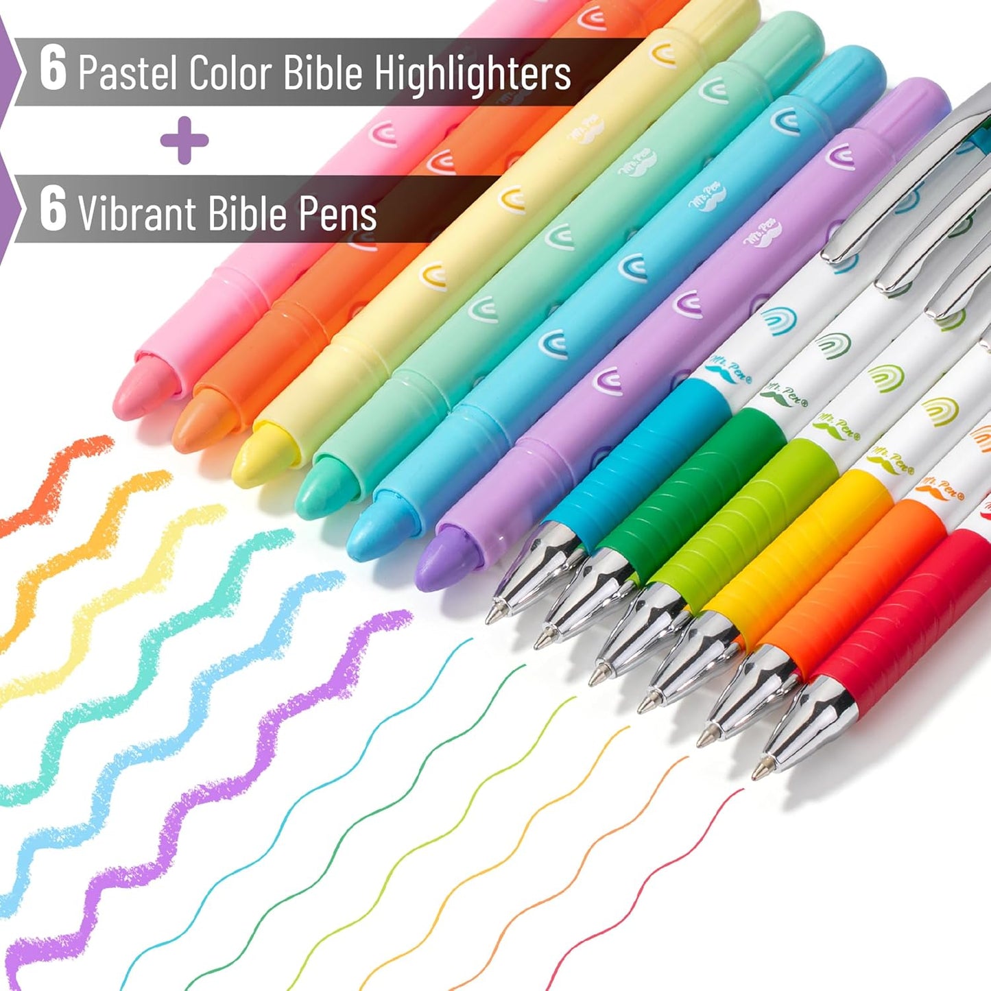 Bible Highlighters and Pens No Bleed, 12 Pack, Gel Highlighters, Bible Pens No Bleed Through, Bible Highlighter, Bible Highlighters No Bleed Highlighters for Bibles