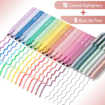 Mr. Pen- Aesthetic Highlighters and Gel Pens, 22 Pack, Assorted Colors Bible Highlighters No Bleed