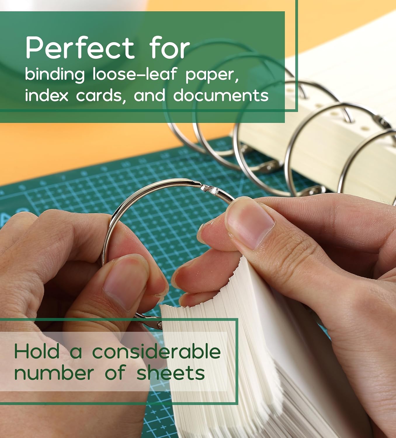 Loose Leaf Binder Ring, 100 Pack, 3 Sizes, Silver Binder Rings, Book R